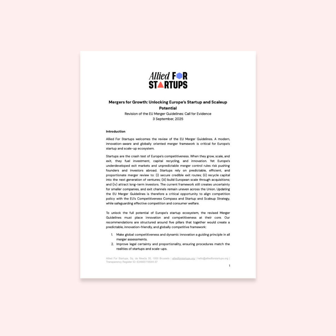 Allied For Startups’ Position on the Revision of EU Merger Guidelines