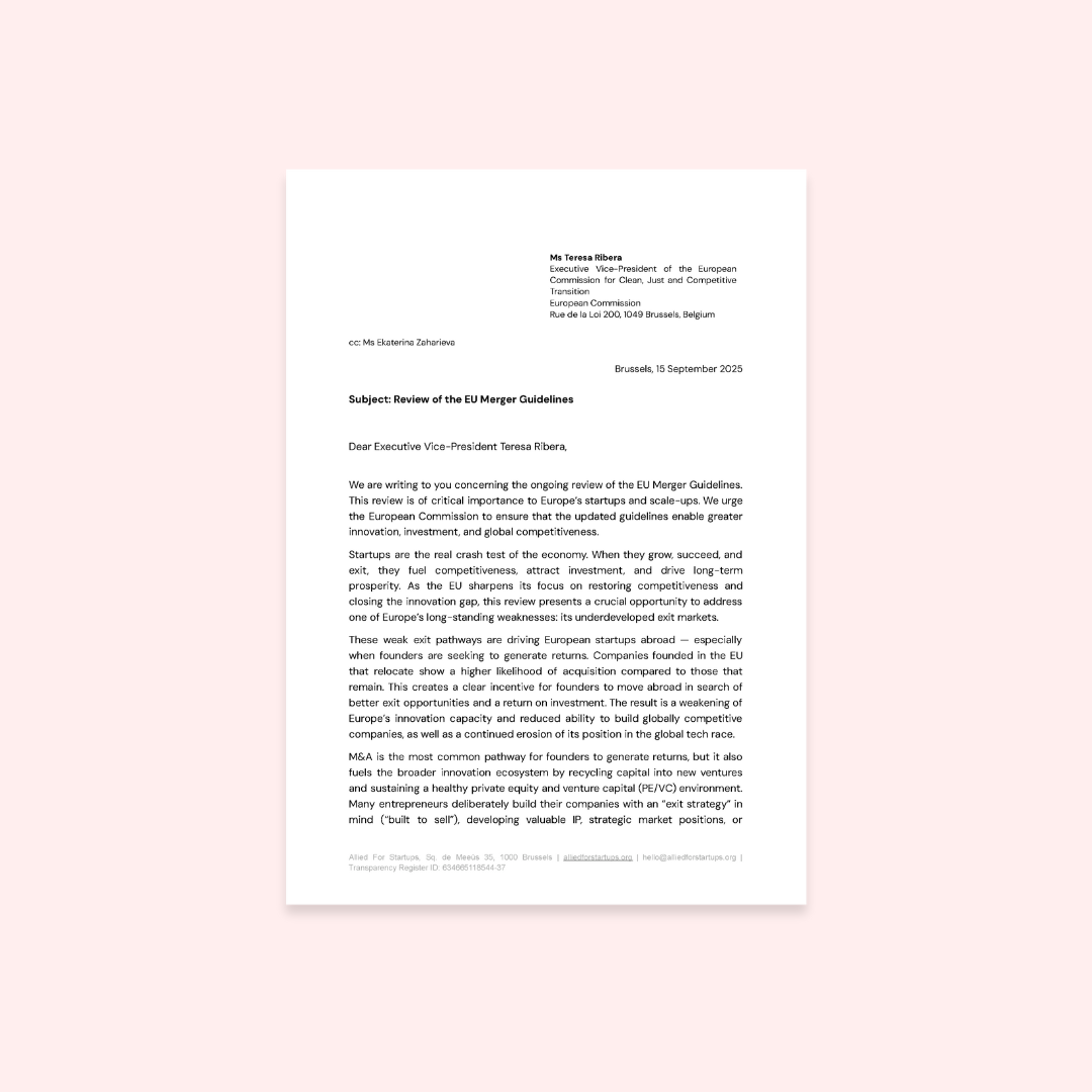 Joint Letter on the Revision of EU Merger Guidelines